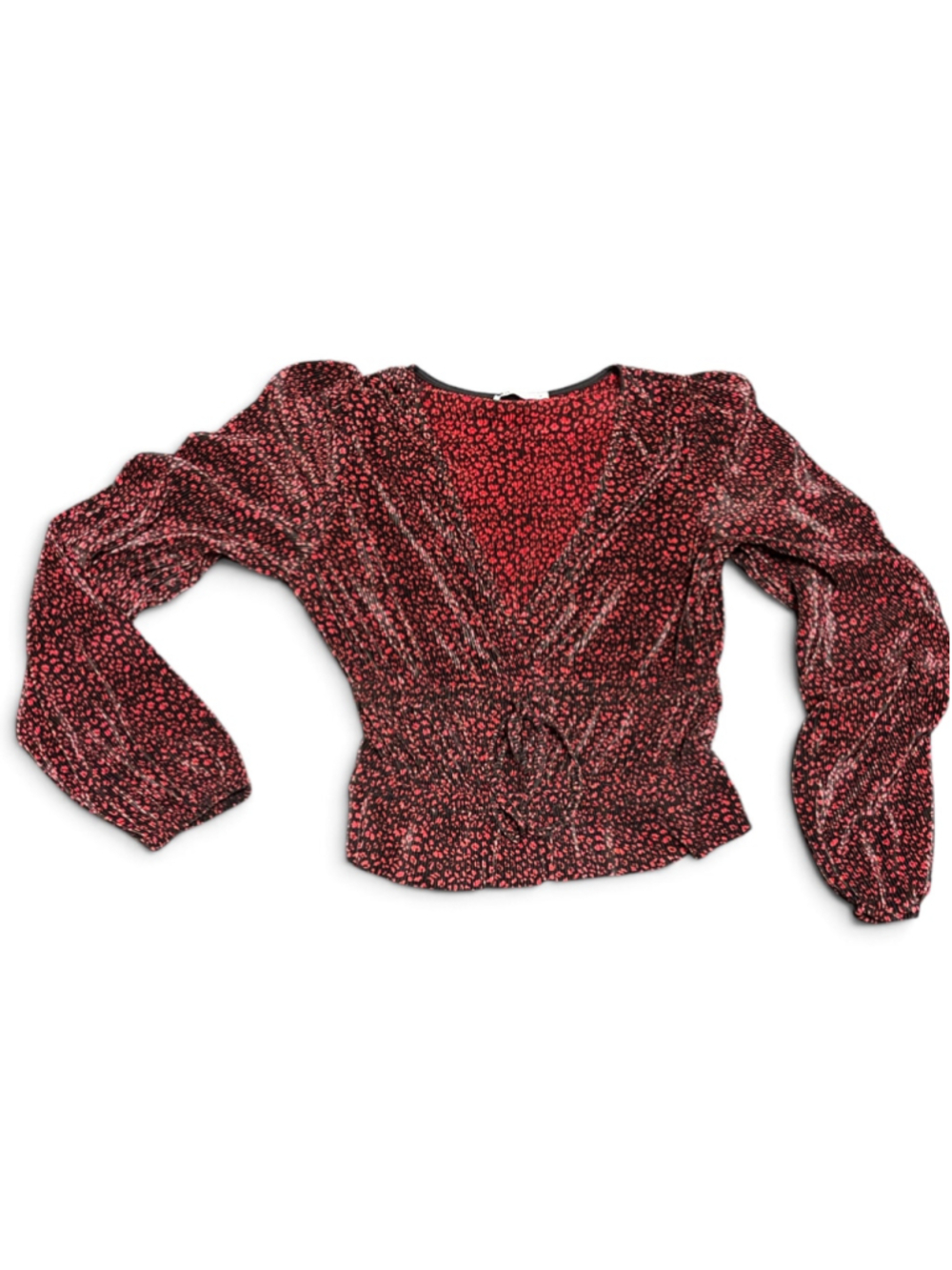 Zara Red and Black Floral Blouse, Size M